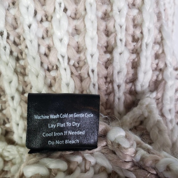 POL Chunky Knit Oversized Sweater S Tan‎ Ivory V-Neck Slouchy - Picture 8 of 9